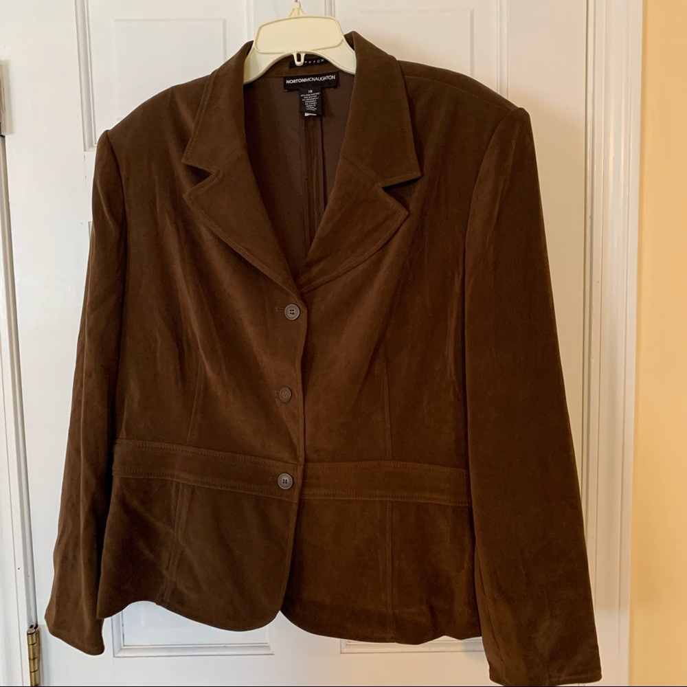 Dark brown jacket by Norton McNaughton.